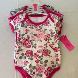 Betsey Johnson Pink and Gray Floral Bodysuit